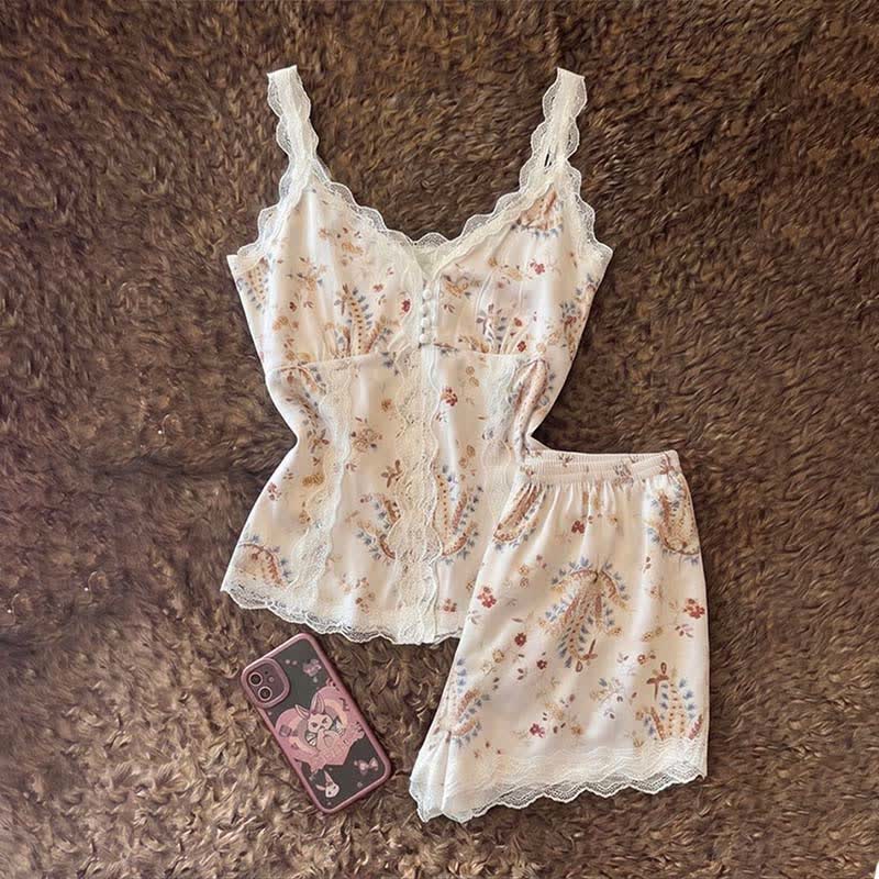 Ensemble de vêtements d'intérieur en dentelle de coton française à motif floral - image 5