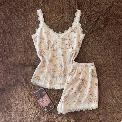 Ensemble de vêtements d'intérieur en dentelle de coton française à motif floral - image 5