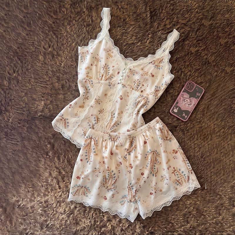 Ensemble de vêtements d'intérieur en dentelle de coton française à motif floral - image 3