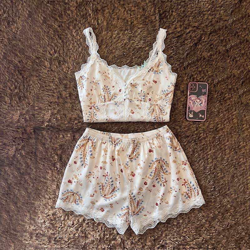 Ensemble de vêtements d'intérieur en dentelle de coton française à motif floral - image 4