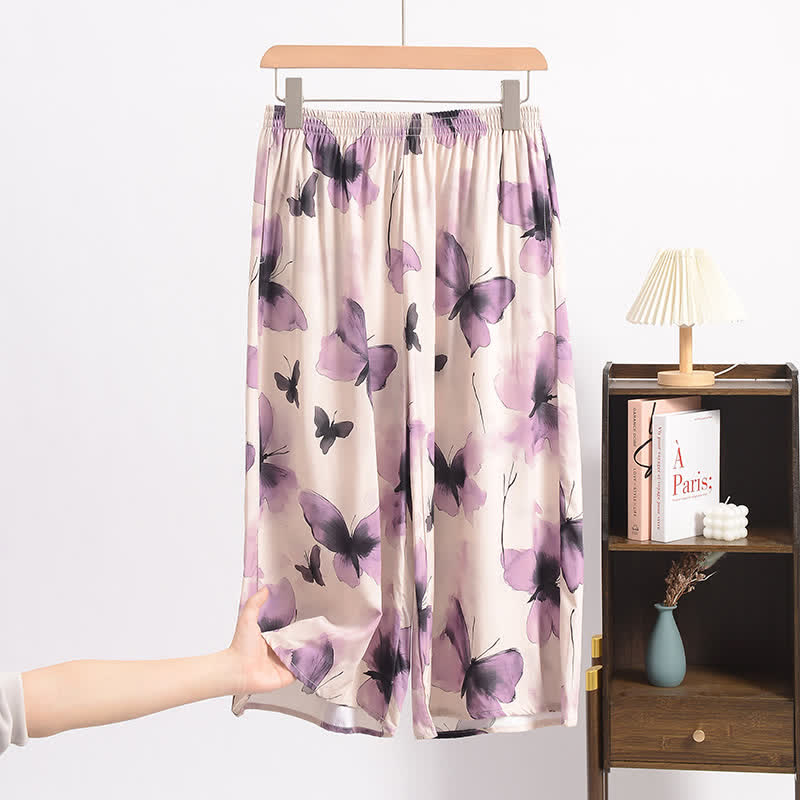 Pantalon de pyjama court et vaporeux à motif papillon - image 2