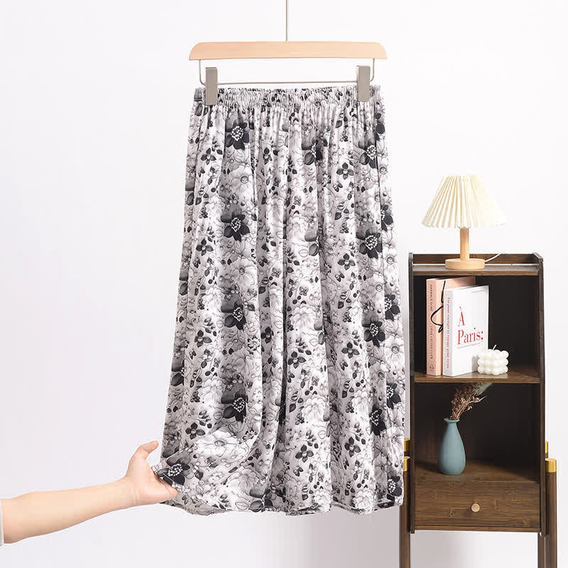 pantalon de pyjama court noir vintage à fleurs - image 2