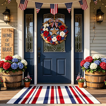 Tapis d'extérieur à rayures patriotiques américaines Ownkoti - image 1