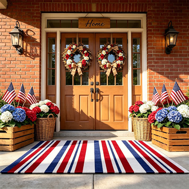 Tapis d'extérieur à rayures patriotiques américaines Ownkoti - image 4
