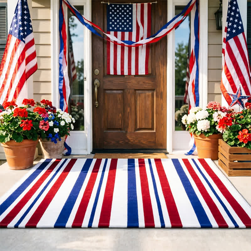 Tapis d'extérieur à rayures patriotiques américaines Ownkoti - image 5