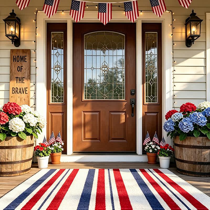 Tapis d'extérieur à rayures patriotiques américaines Ownkoti - image 2