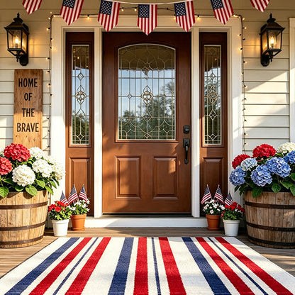 Tapis d'extérieur à rayures patriotiques américaines Ownkoti - image 2