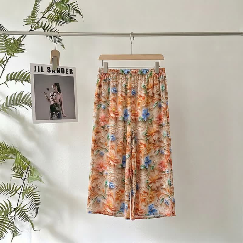 Pantalon de pyjama vintage à imprimé botanique, version courte - image 1