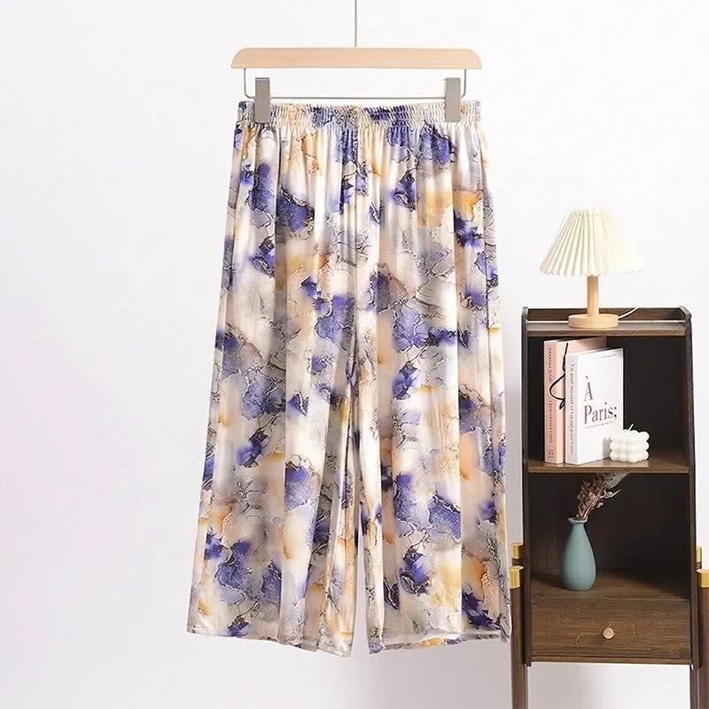Pantalon de détente court à imprimé artistique - Beige - 6XL - image 0