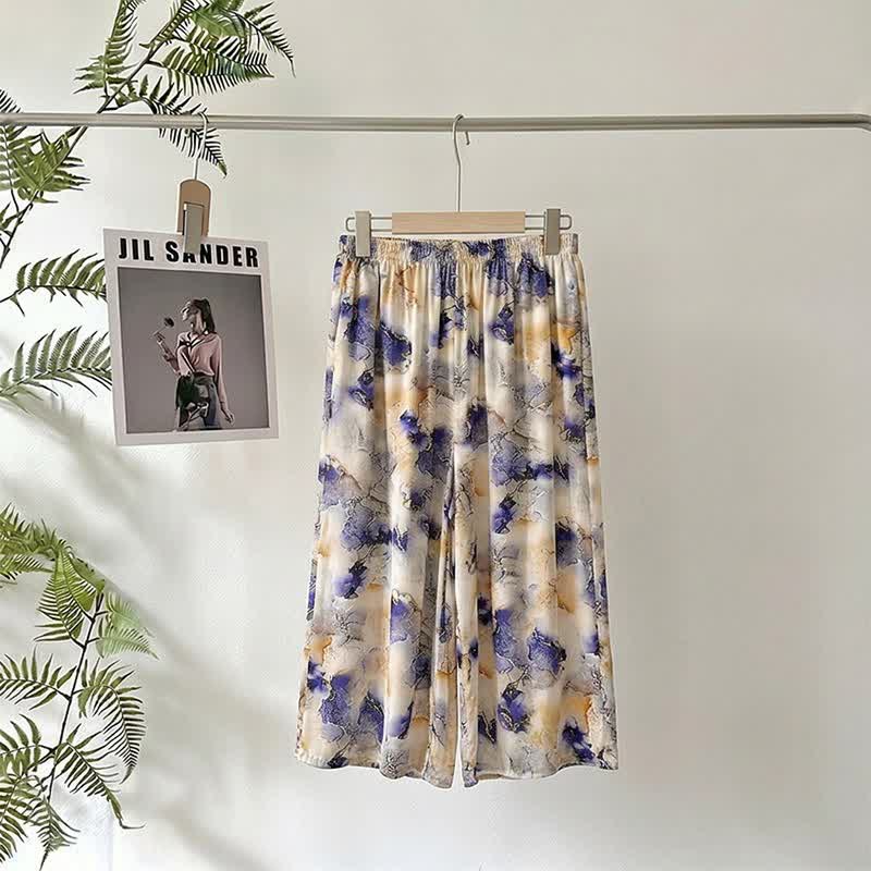 Pantalon de détente court à imprimé artistique - image 1