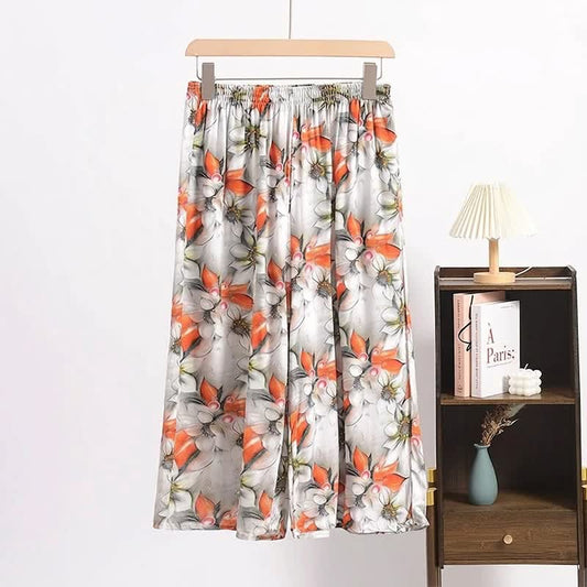 Pantalon d'intérieur vintage à motif floral, longueur cheville - Gris - 6XL - image 0