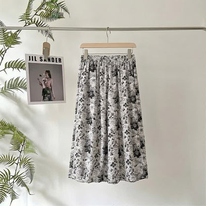 pantalon de pyjama court noir vintage à fleurs - image 1