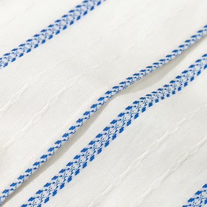 Peignoir long en coton à rayures bleues Ownkoti avec ceinture et poches - image 4