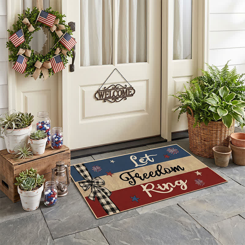 Tapis d'entrée Ownkoti Let Freedom Ring en velours cristal patriotique - image 3