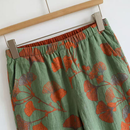 Ensemble pyjama à motif feuille de ginkgo avec volants et débardeur - image 11