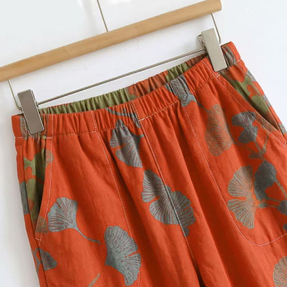 Ensemble pyjama à motif feuille de ginkgo avec volants et débardeur - image 15