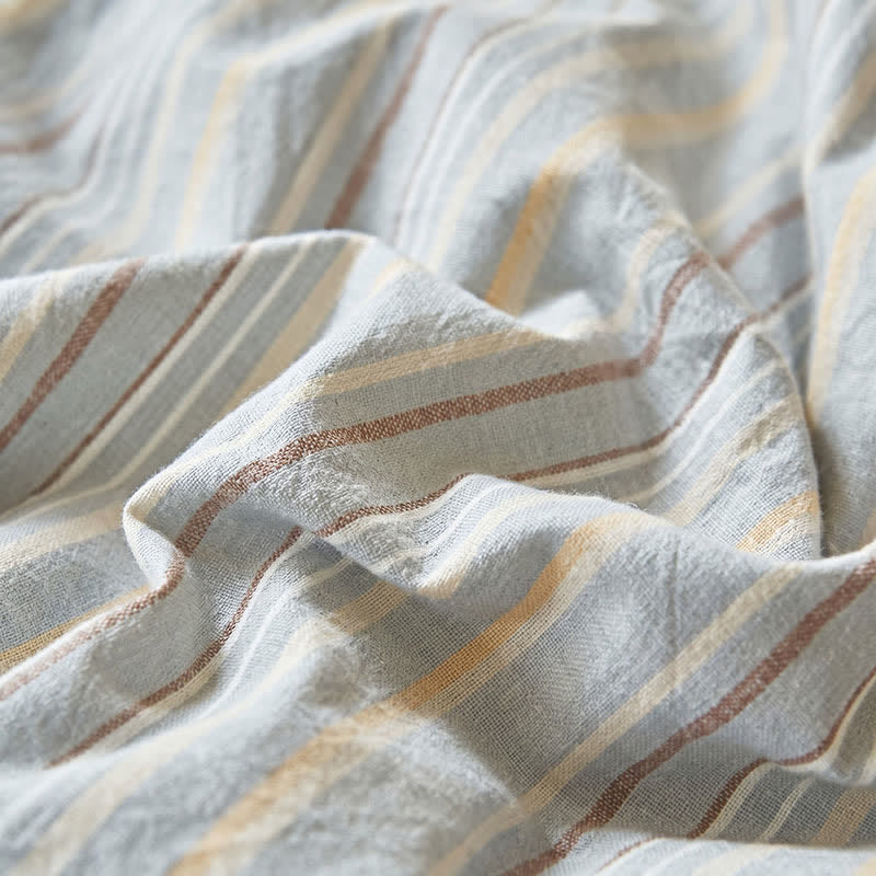 Ensemble de literie Ownkoti Airy Blue Stripe en gaze double - image 2
