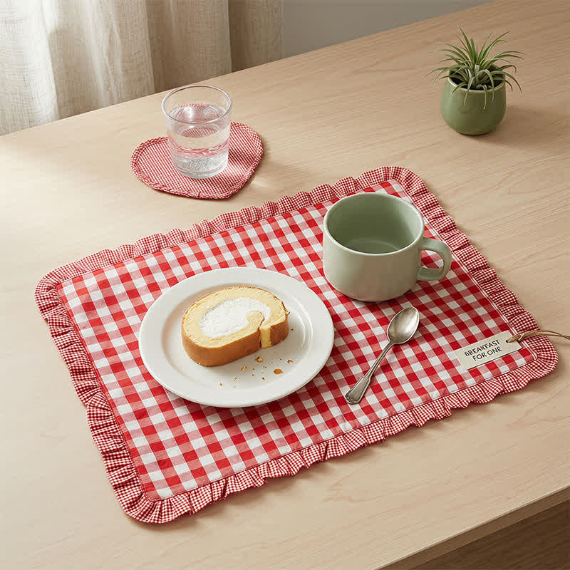 Set de table Ownkoti en coton doux à rayures minimalistes - Rouge - 18″ × 13″ - image 0