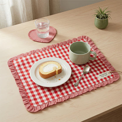Set de table Ownkoti en coton doux à rayures minimalistes - Rouge - 18″ × 13″ - image 0