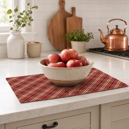 Set de table en tissu à carreaux rouges tissés Ownkoti - image 4