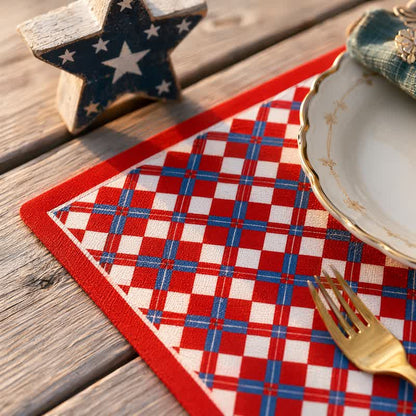 Set de table Ownkoti Festive Modern à carreaux rouges et bleus - image 1