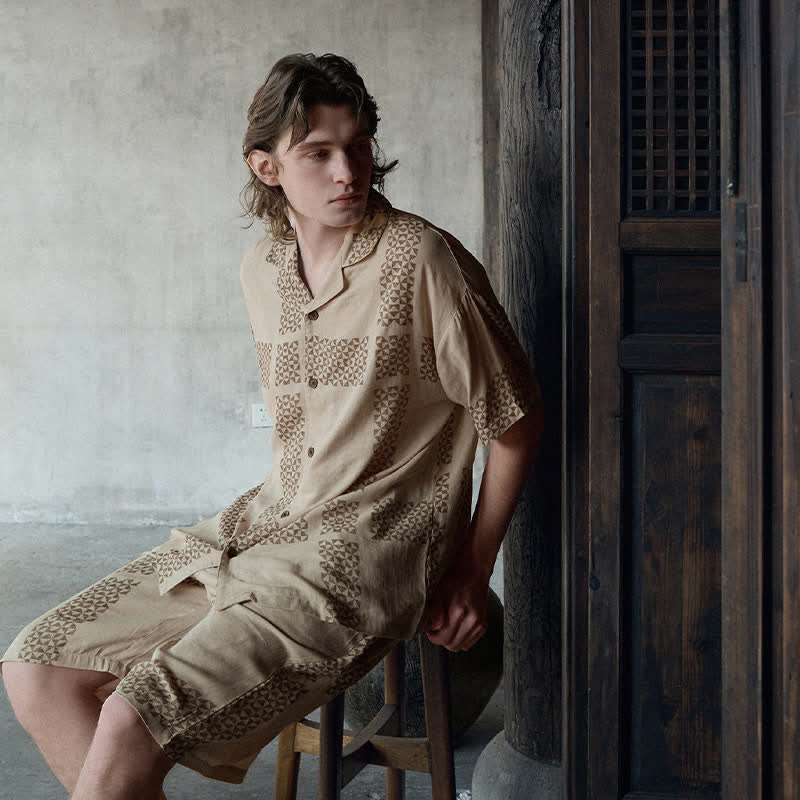 Ensemble de vêtements d'intérieur à motif géométrique pour lui et elle - Hommes - 2XL - image 8