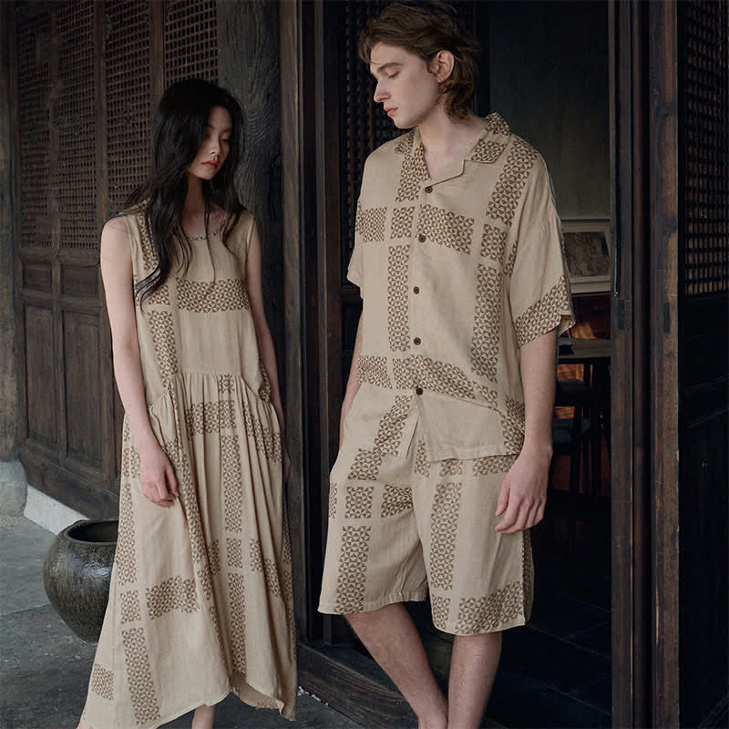 Ensemble de vêtements d'intérieur à motif géométrique pour lui et elle - image 0