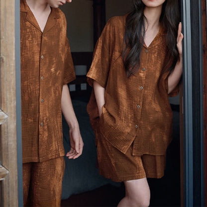 Pyjama assorti en coton marron rouille. - image 6