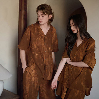 Pyjama assorti en coton marron rouille. - image 3