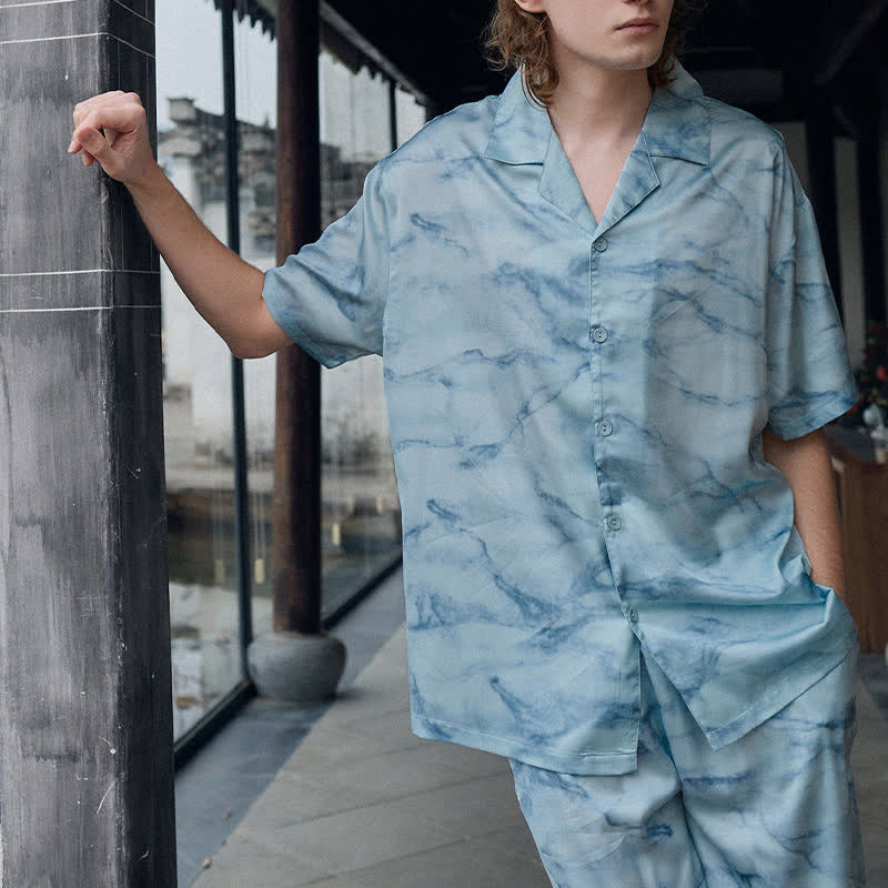 Ensemble de vêtements d'intérieur bleu aquarelle pour lui et elle - image 14