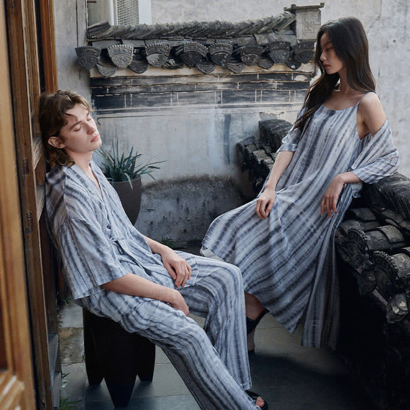 Ensemble pyjama assorti à rayures batik - image 2