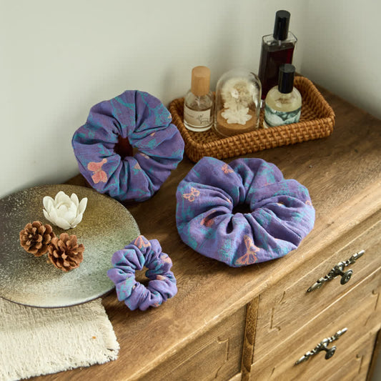 Lot de 3 élastiques à cheveux Ownkoti en forme de feuille de ginkgo - Violet - Lot de 3 chouchous - S+M+L - image 0