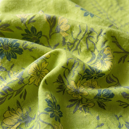 Couvre-lit en coton vert à fleurs vintage Ownkoti - image 3