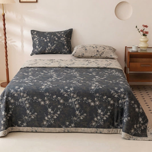 Couvre-lit vintage à motif floral en pur coton Ownkoti - Couvre-lit avec 2 taies d'oreiller - Roi - image 0