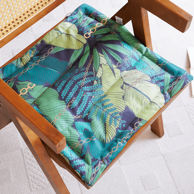 Coussin de siège en mousse à mémoire de forme Ownkoti Tropical Chain Leaf - Sarcelle - 19,7 po x 19,7 po - image 0