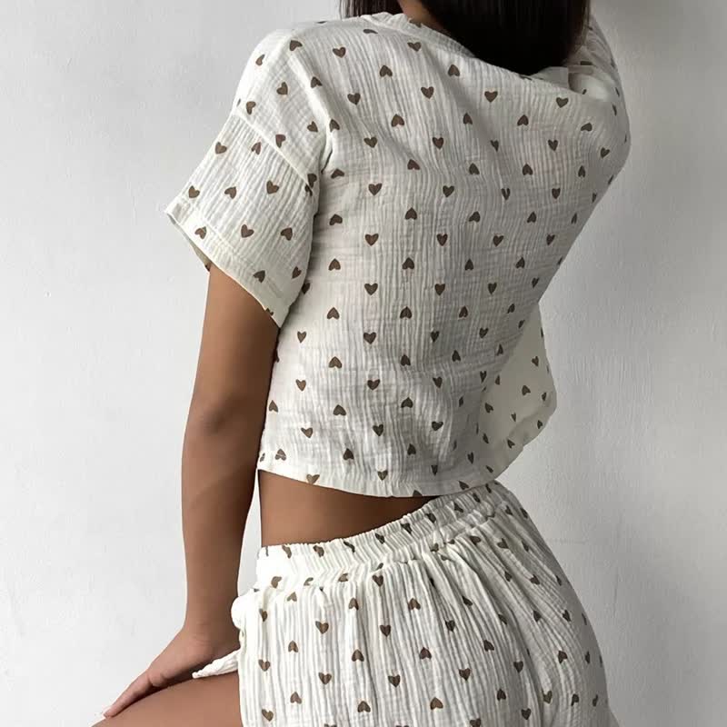 Ownkoti Apricot Heart Print Cotton Loungewear Set - image 3