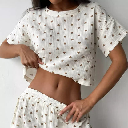 Ownkoti Apricot Heart Print Cotton Loungewear Set - image 2
