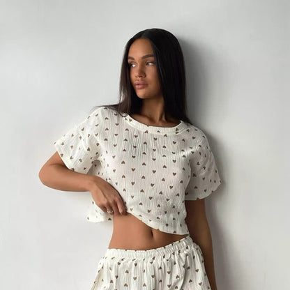 Ownkoti Apricot Heart Print Cotton Loungewear Set - image 5