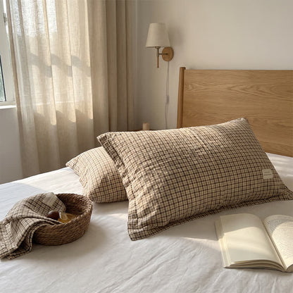 Housse de coussin Ownkoti Vintage Grid Double Gaze Coton - image 3