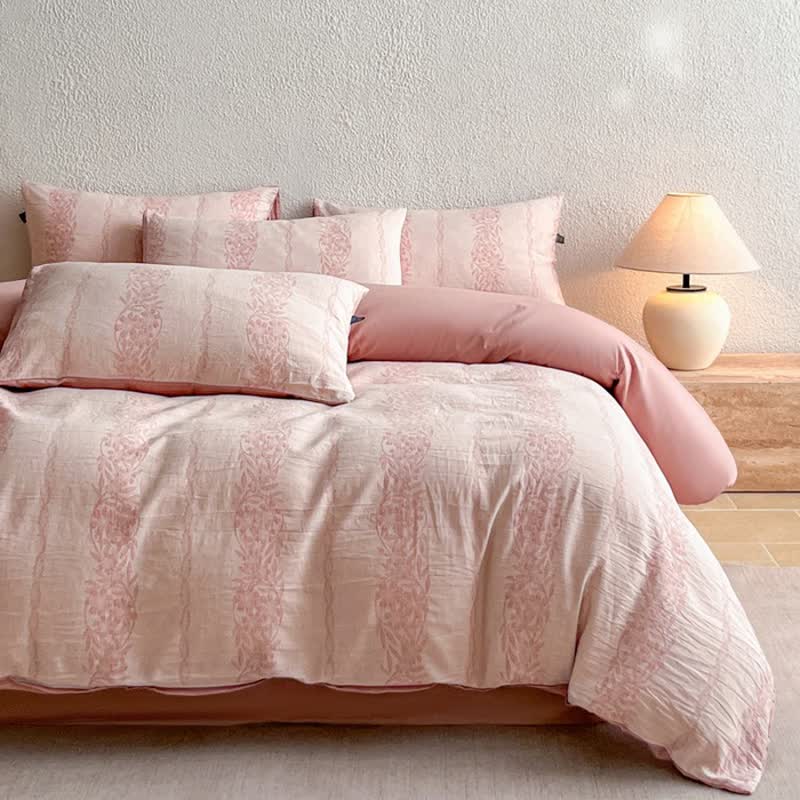 Ensemble de literie à motifs botaniques en jacquard de coton lavé Ownkoti - image 1