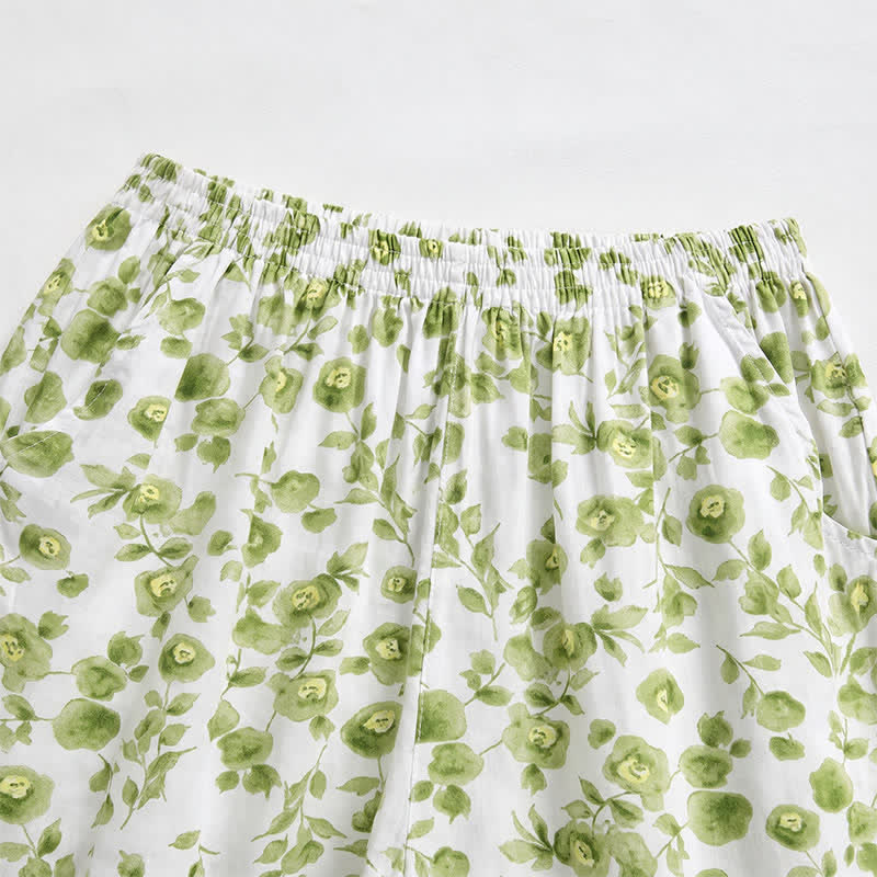 Short d'intérieur d'été en coton à fleurs Ownkoti - image 1