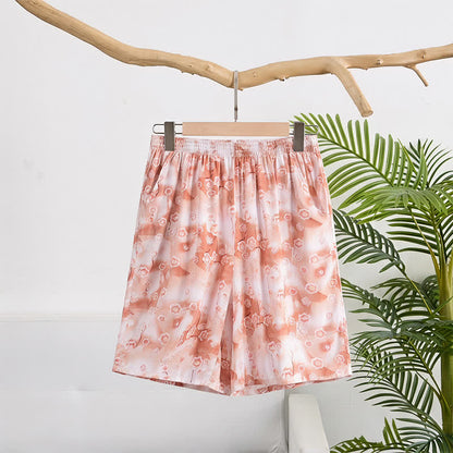 Short de détente d'été en coton à fleurs Ownkoti - Rose - 6XL - image 0