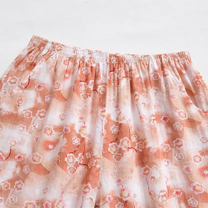 Short de détente d'été en coton à fleurs Ownkoti - image 1