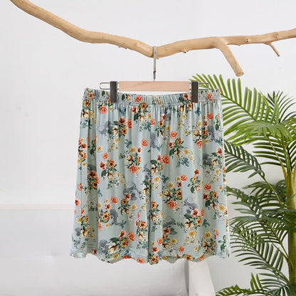 Short d'été à volants et imprimé floral vintage Ownkoti - Bleu - 2XL - image 0