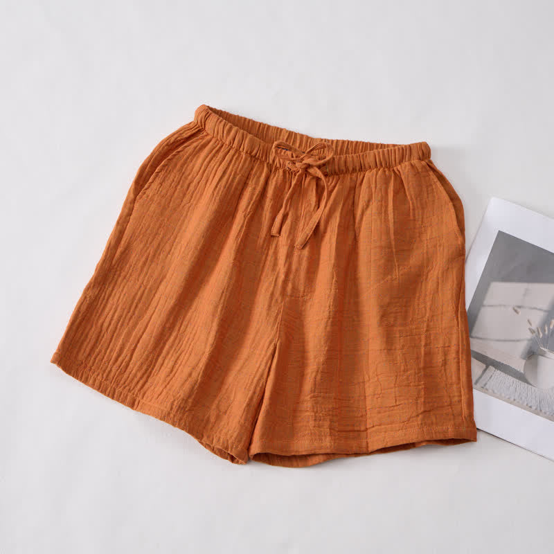Short de détente Ownkoti en gaze de coton décontractée avec cordon de serrage - image 1