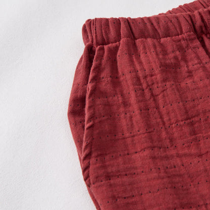 Short de détente Ownkoti en gaze de coton décontractée avec cordon de serrage - image 11