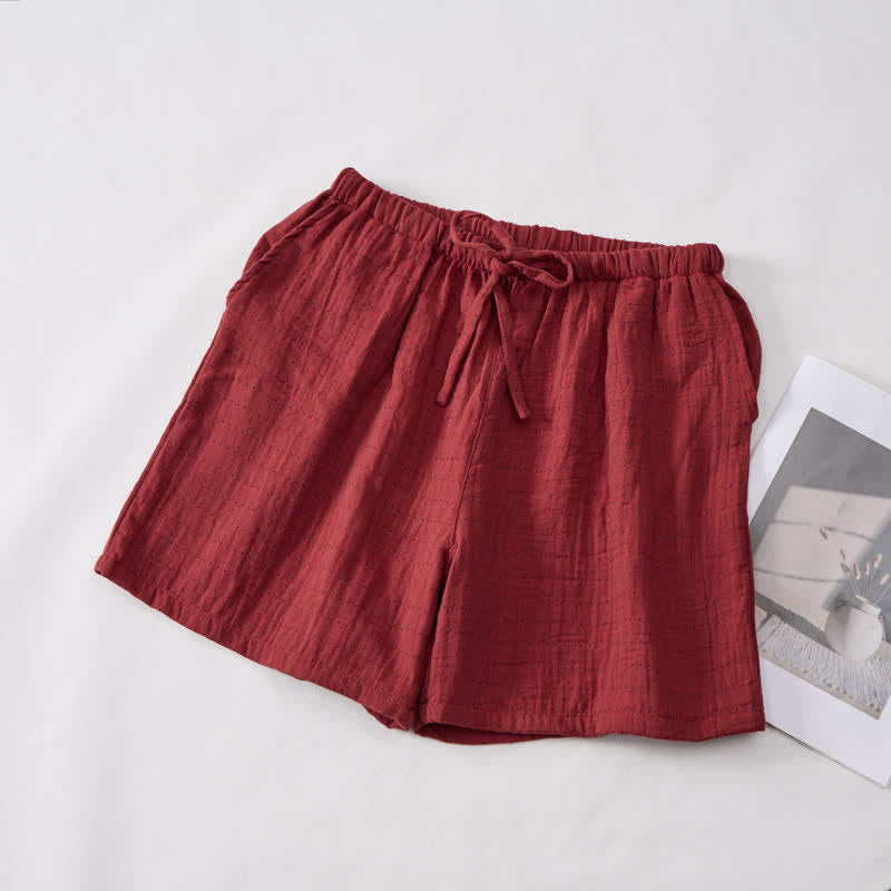 Short de détente Ownkoti en gaze de coton décontractée avec cordon de serrage - image 9