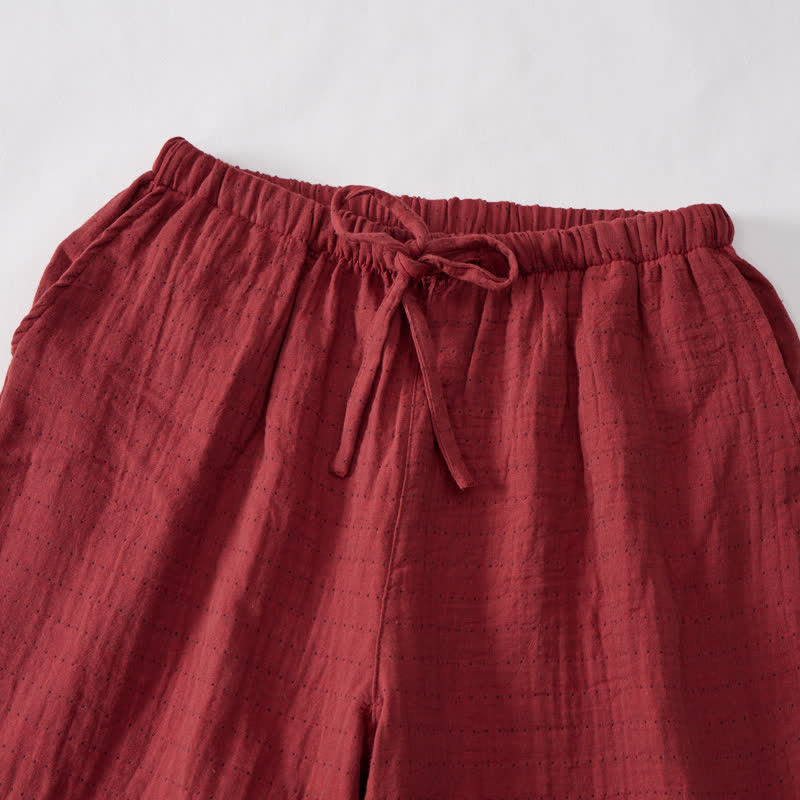 Short de détente Ownkoti en gaze de coton décontractée avec cordon de serrage - image 10