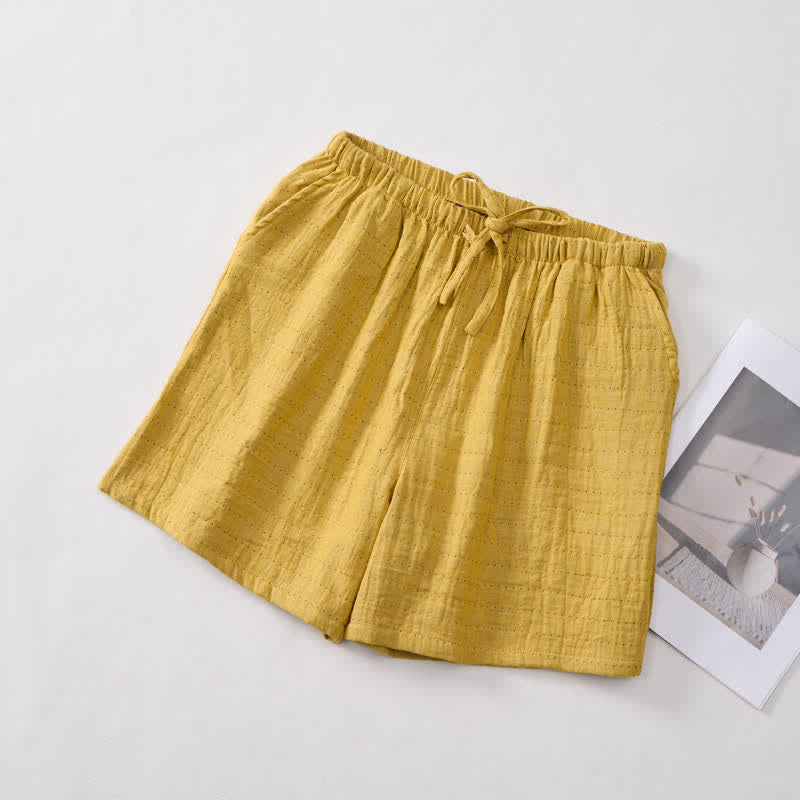 Short de détente Ownkoti en gaze de coton décontractée avec cordon de serrage - image 17