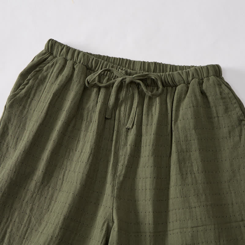 Short de détente Ownkoti en gaze de coton décontractée avec cordon de serrage - image 39